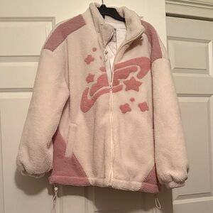 NWT Aelfric Eden Fleece Jacket with Star Design - Pink and White